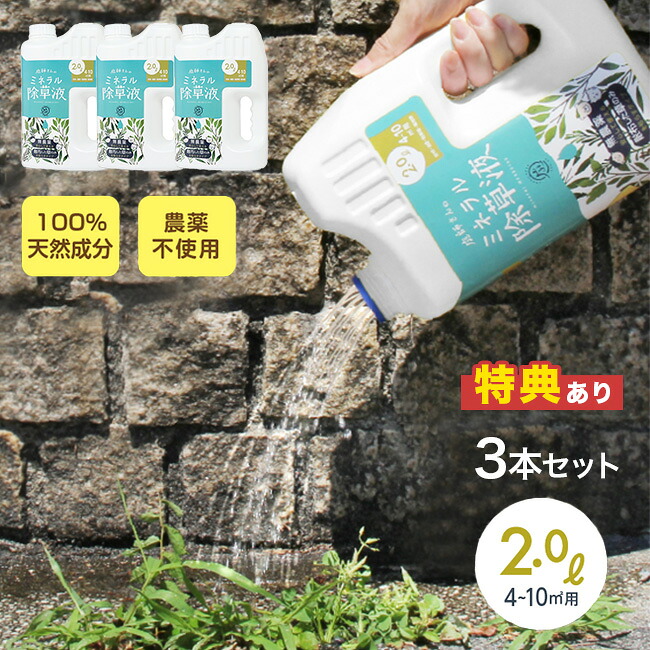 ＼特典あり／庭師さんのミネラル除草液《3個セット》 [除草剤 日本製 除草液 天然成分 ペット 環境 安全 農薬不使用 除草 液体 散布 草 雑草 庭 玄関先 ガーデニング 家 自宅 植物 草むしり 庭仕事 ガーデン 農薬 不使用 枯れる 枯らす]