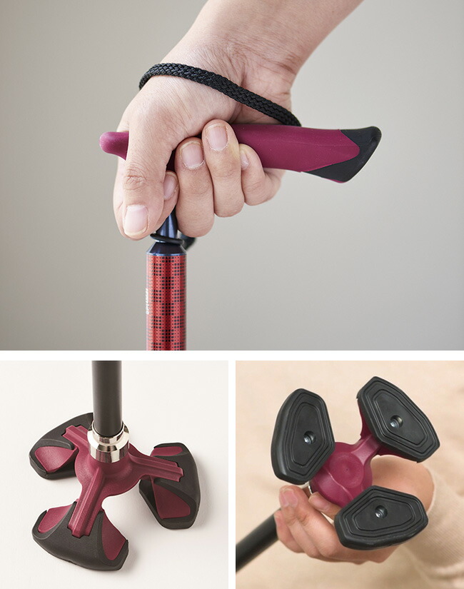 当店の記念日 楽スマ スリーベース 多点杖 杖 つえ 軽い 軽量 おしゃれ 女性 男性 かっこいい 歩きやすい 安定 安定感 安定性 高齢者 階段 可愛い 黒 先ゴム 杖先ゴム 伸縮 ストラップ 紐 ステッキ 先 先端 ゴム 底 高さ調整 サイズ