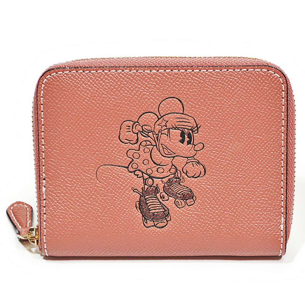 楽天市場 コーチ Coach 折財布 F Imnb2 ディズニー ミニー マウス コラボ スモール ジップ アラウンド レザー ２つ折り財布 ビンテージピンク Uruzz