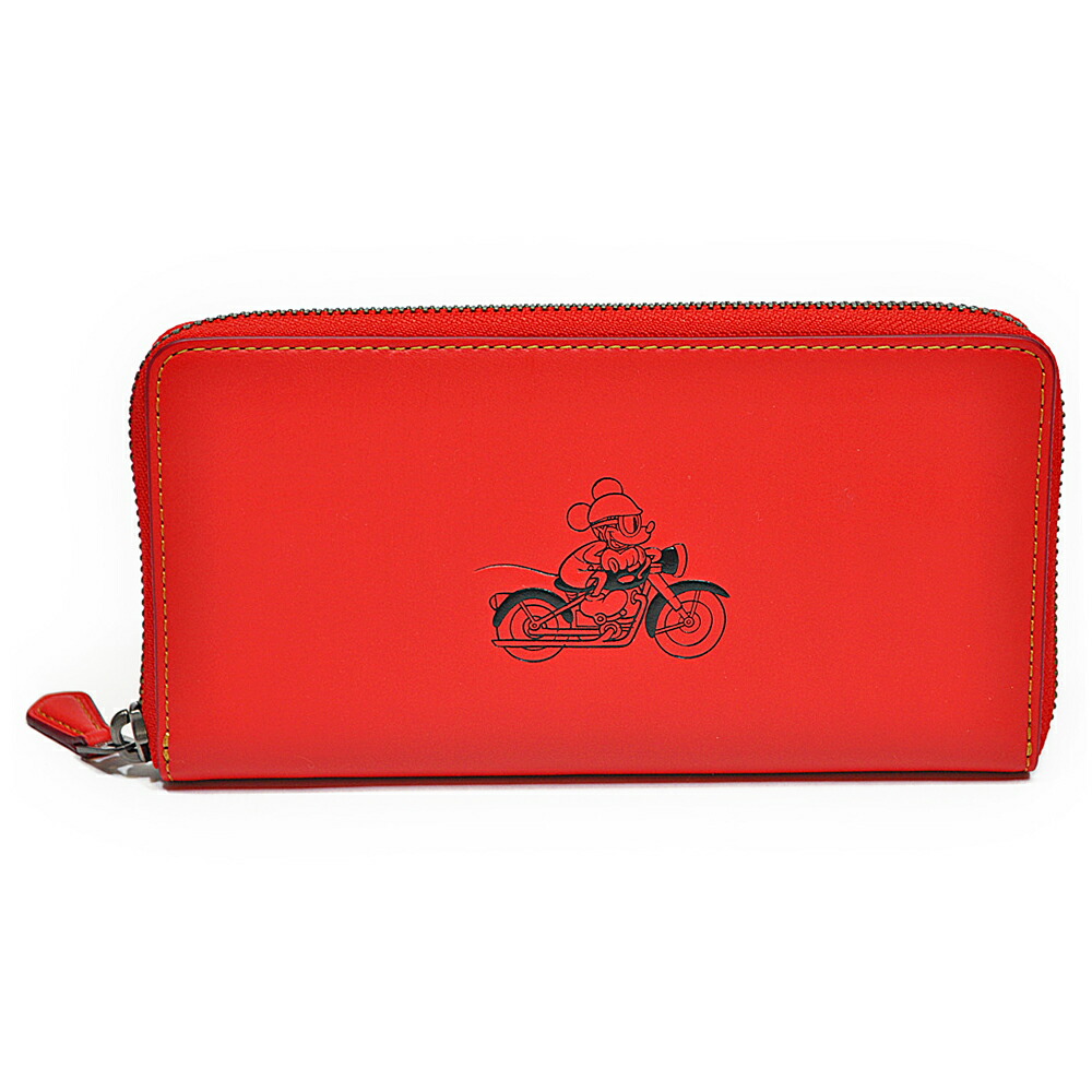 楽天市場 訳あり コーチ Coach 財布 長財布 F539 Qbbrd ディズニー ミッキーマウス コラボ レザー アコーディオン ジップアラウンド ブライトレッド Uruzz