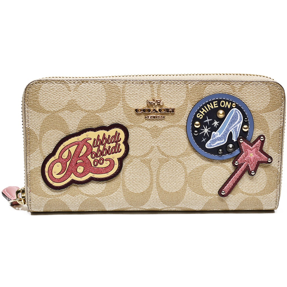 楽天市場 コーチ Coach 長財布 C1946 Imot4 ディズニー Disneyコラボ シンデレラ パッチ Pvc シグネチャー アコーディオン ジップアラウンド ライトカーキマルチ Uruzz