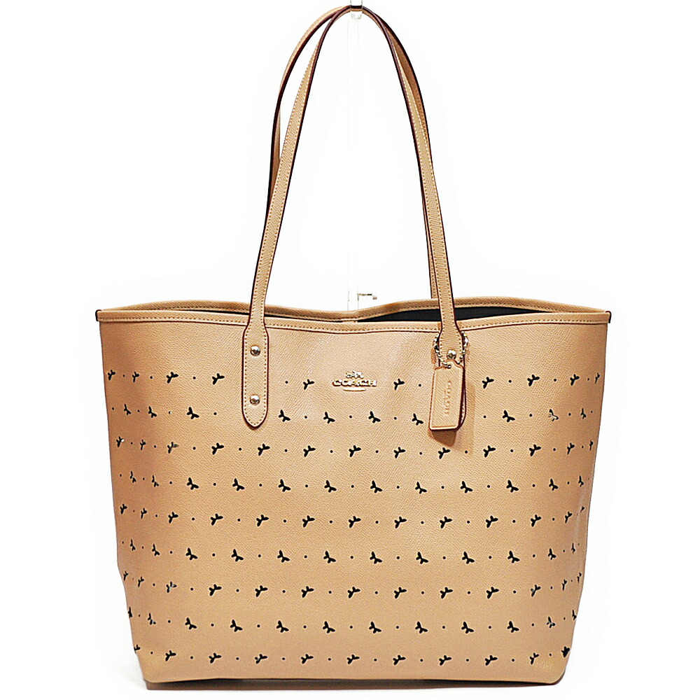 楽天市場 コーチ Coach トート バッグ F59345 Sveqo バタフライ パーフォレイテッド レザー シティー トート ビーチウッド Uruzz