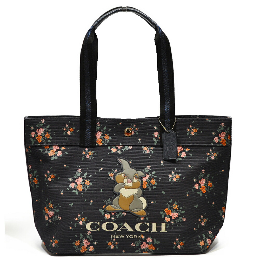 楽天市場 コーチ トート バッグ Coach F Svf23 ディズニー コラボ ローズ ブーケ プリント キャンバス トート ミッドナイト Uruzz