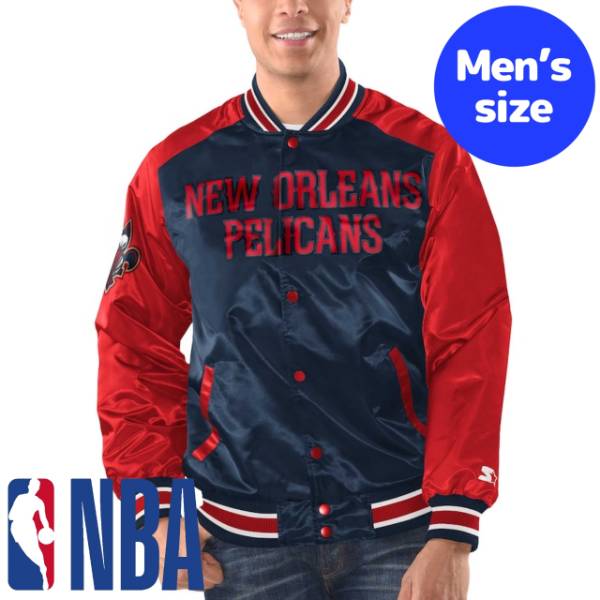 【送料無料】 NBAオフィシャル メンズ アウター バーシティジャケット スタジャン ジャンパー ニューオーリンズ・ペリカンズ New Orleans Pelicans Renegade Satin Varsity Jacket