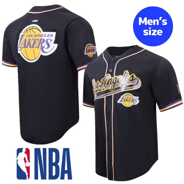 【送料無料】 NBA公式 オフィシャルアイテム メンズ ジャージ ユニフォームトップ 半袖トップス Tシャツ Pro Standard プロスタンダード ロサンゼルス・レイカーズ レブロン・ジェームズ 八村塁 LOS ANGELES LAKERS SCRIPT TAIL MEN'S MESH BUTTON DOWN SHIRT