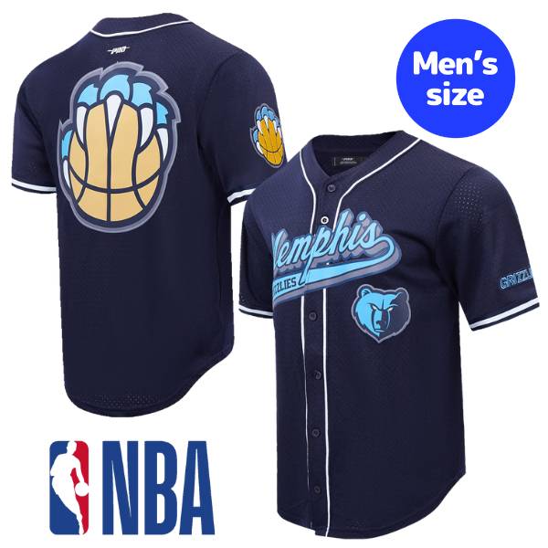 【送料無料】 NBA公式 オフィシャルアイテム メンズ ジャージ ユニフォームトップ 半袖トップス Tシャツ Pro Standard プロスタンダード メンフィス・グリズリーズ ジャ・モラント 河村勇輝 MEMPHIS GRIZZLIES SCRIPT TAIL MEN'S MESH BUTTON DOWN SHIRT
