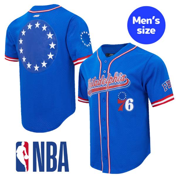 【送料無料】 NBA公式 オフィシャルアイテム メンズ ジャージ ユニフォームトップ 半袖トップス Tシャツ Pro Standard プロスタンダード フィラデルフィア・セブンティシクサーズ PHILADELPHIA 76ers SCRIPT TAIL MEN'S MESH BUTTON DOWN SHIRT