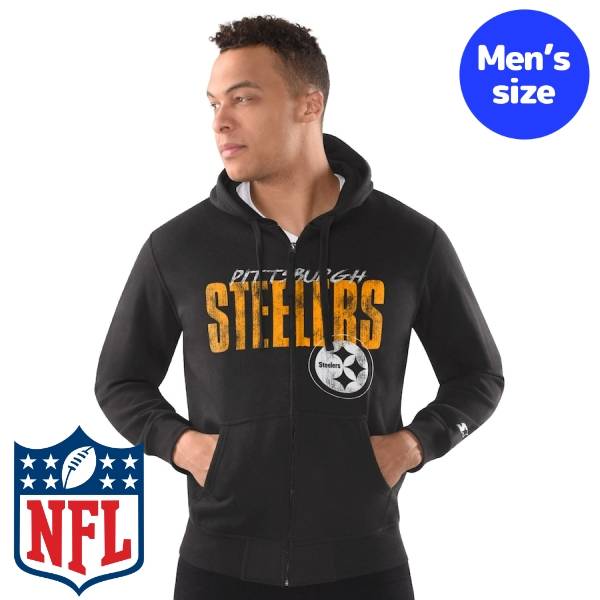 【送料無料】 NFL公式 メンズ パーカー 長袖トップス トレーナー フーディー スターター Starter ピッツバーグ・スティーラーズ Pittsburgh Steelers Starter Distressed Classic Full-Zip Hoodie