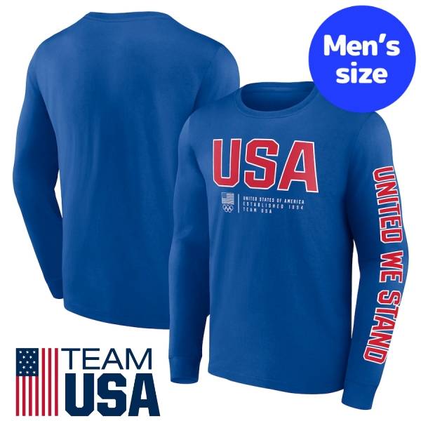 【送料無料】 パリオリンピック2024 チームUSA公式 メンズ 長袖Tシャツ ロンT トップス 五輪 アメリカ国旗 Team USA Strive For Gold Long Sleeve T-Shirt