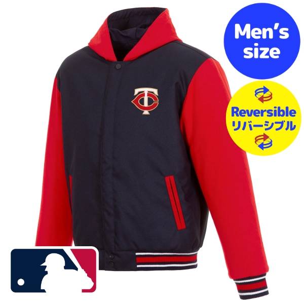 【送料無料】 MLB公式 JH Design メジャーリーグ メンズ スタジャン バーシティジャケット リバーシブルアウター ジャンパー ミネソタ・ツインズ Minnesota Twins Two-Tone Reversible Jacket|USキッズウェア店