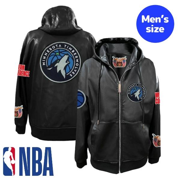 【送料無料】 NBA公式 メンズ パーカー フーディー 長袖トップス ジップアップパーカー ジェフ・ハミルトン Jeff Hamilton ミネソタ・ティンバーウルブズ アンソニー・エドワーズ アントマン Minnesota Timberwolves Vegan Leather Full-Zip Hoodie