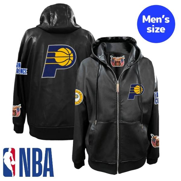 【送料無料】 NBA公式 メンズ パーカー フーディー 長袖トップス ジップアップパーカー ジェフ・ハミルトン Jeff Hamilton インディアナ・ペイサーズ タイリース・ハリバートン Indiana Pacers Vegan Leather Full-Zip Hoodie