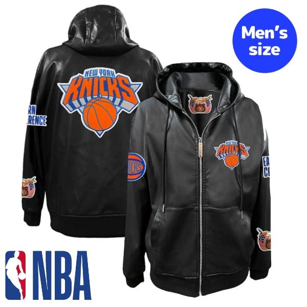 【送料無料】 NBA公式 メンズ パーカー フーディー 長袖トップス ジップアップパーカー ジェフ・ハミルトン Jeff Hamilton ニューヨーク・ニックス New York Knicks Vegan Leather Full-Zip Hoodie 51,480円