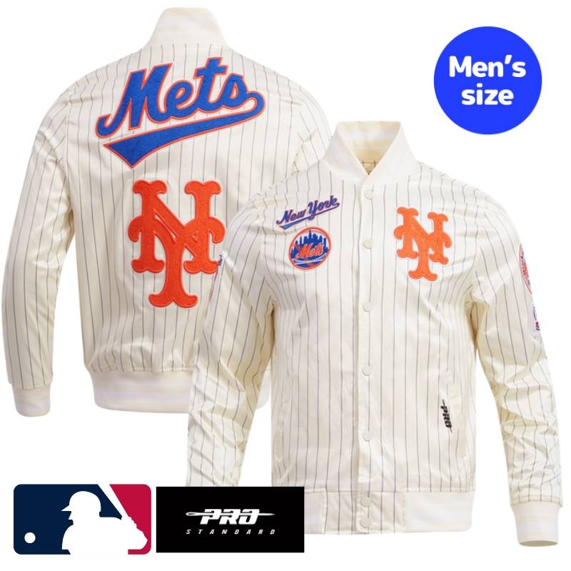 【送料無料】 MLB公式 正規品 メンズ アウター スタジャン サテンジャケット ナイロンジャンパー ニューヨーク・メッツ 千賀滉大 NEW YORK METS PINSTRIPE RETRO CLASSIC MEN'S RIB SATIN JACKET プロスタンダード Pro Standard