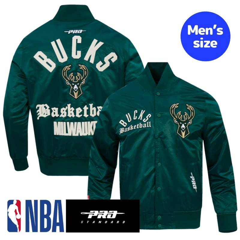 【送料無料】 NBA公式 正規品 メンズ アウター スタジャン サテンジャケット ナイロンジャンパー ミルウォーキー・バックス MILWAUKEE BUCKS MODERN ORIGINALS MEN'S SATIN JACKET プロスタンダード Pro Standard