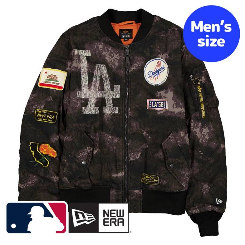 【送料無料】 MLB公式 メンズ アウター ジャケット MA-1 スタジャン ジャンパー ロサンゼルス・ドジャース 大谷翔平 山本由伸 佐々木朗希 Los Angeles Dodgers Black Camo MA-1 Bomber Jacket ニューエラxアルファインダストリーズ New Era x Alpha Industries