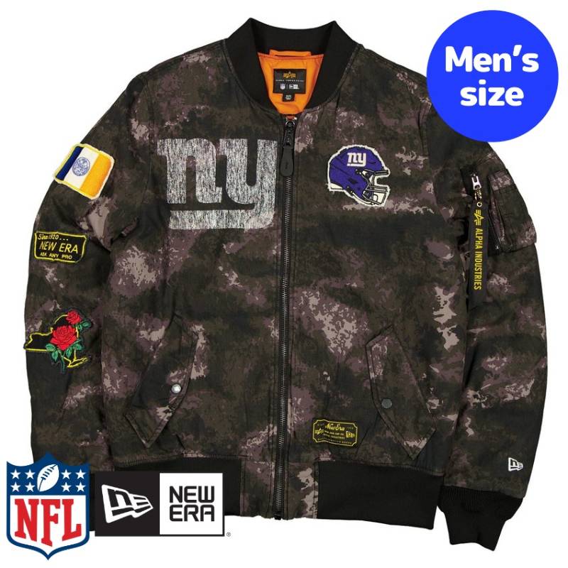 【送料無料】 NFL公式 メンズ アウター ジャケット MA-1 スタジャン ボンバージャケット ジャンパー ニューヨーク・ジャイアンツ New York Giants Black Camo MA-1 Bomber Jacket ニューエラxアルファインダストリーズ New Era x Alpha Industries