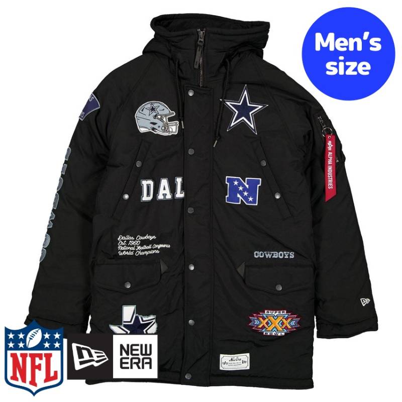【送料無料】 NFL公式 メンズ アウター MA-1 ミリタリージャケット フライトジャケット ジャンパー ダラス・カウボーイズ Dallas Cowboys Black N-3B Parka Jacket ニューエラxアルファインダストリーズ New Era x Alpha Industries