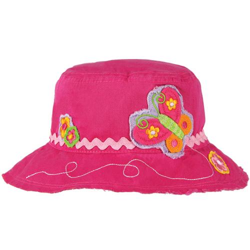 【楽天市場】【最大10%クーポンあり】 ステファンジョセフ 女の子用ピンクフラワーバタフライ刺繍アップリケサンハット 花柄&蝶帽子