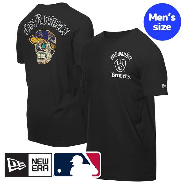 【送料無料】 MLB公式 メジャーリーグオフィシャル メンズ Tシャツ 半袖トップス ニューエラ New Era ミルウォーキー・ブルワーズ Milwaukee Brewers Sugar Skulls T-Shirt