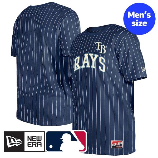 【送料無料】 MLB公式 メジャーリーグオフィシャル メンズ Tシャツ 半袖トップス ニューエラ New Era タンパベイ・レイズ Tampa Bay Rays Throwback Pinstripe T-Shirt