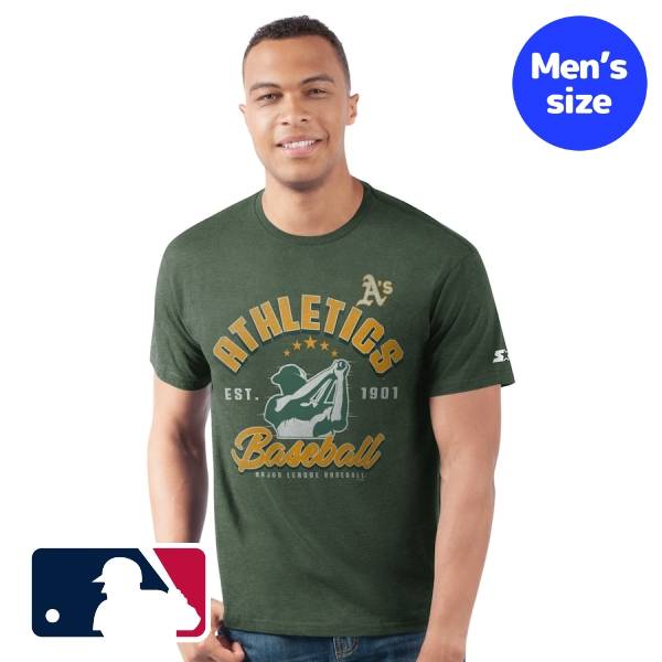 【送料無料】 MLB公式 メジャーリーグオフィシャル メンズ Tシャツ 半袖トップス スターター Starter アスレチックス Athletics Prime Time Batter T-Shirt