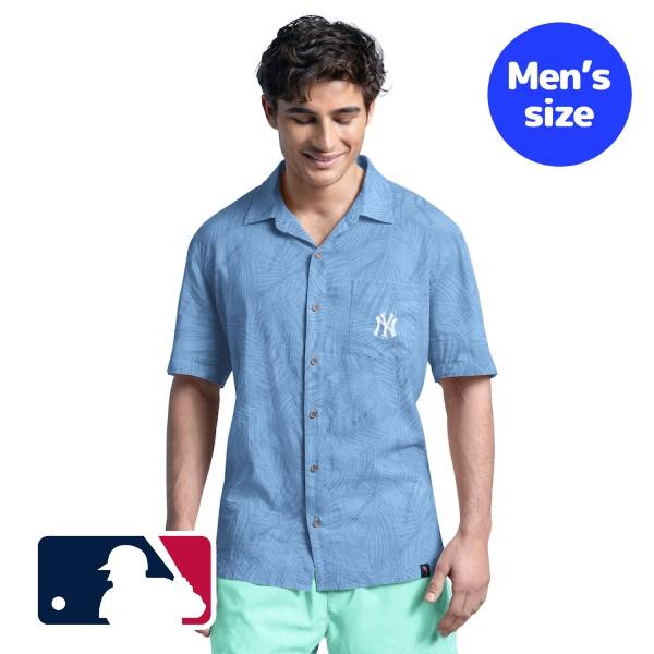 【送料無料】 MLB公式 メジャーリーグオフィシャル メンズ ポロシャツ 襟付きシャツ アロハシャツ ゴルフウェア 半袖トップス Margaritaville ジャッジ ニューヨーク・ヤンキース New York Yankees Linen Party Button-Up Shirt