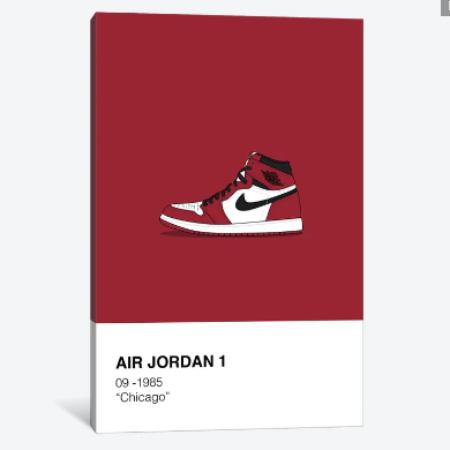 着飾るなオマージュアート Air Jordan 1 Polaroid (Red) マイケル・ジョーダン Michael Jordan NBA 帆布作物 図面 室内装飾 うつり変わり