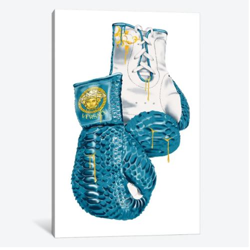 【送料無料】 米国発のお洒落なブランドオマージュアート Versace Eros Blue Boxing Gloves ベルサーチ Versace キャンバスアート 絵画 模様替え 引越し祝い 新築祝い 待合室 会議室