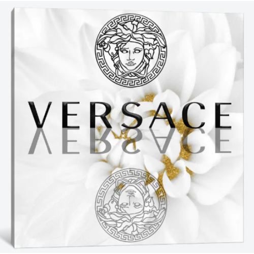 【送料無料】 米国発のお洒落なブランドオマージュアート Gold White Fashion Dahlia II ヴェルサーチ Versace キャンバス 絵画 インテリア 模様替え 引越し祝い 新築祝い 待合室 会議室