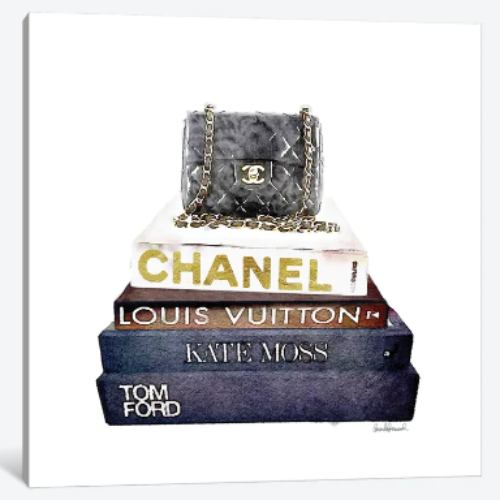 【送料無料】 米国発のお洒落なブランドオマージュアート Stack Of Fashion Books With A Chanel Bag シャネル CHANEL キャンバス 絵画 インテリア 模様替え 引越し祝い 新築祝い