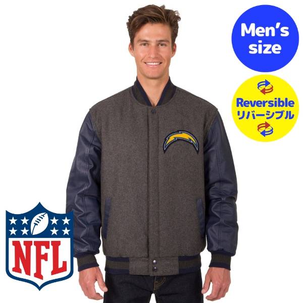 【送料無料】 NFL公式 JH Design メンズ アウター スタジャン バーシティジャケット ジャンパー アメフト ロサンゼルス・チャージャーズ Los Angeles Chargers Wool & Leather Reversible Jacket 39,111円