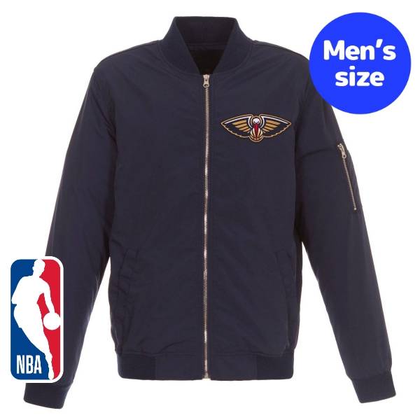 【送料無料】 NBA公式 JH Design メンズ ナイロンジャケット アウター スタジャン ジャンパー ニューオーリンズ・ペリカンズ New Orleans Pelicans Lightweight Nylon Bomber Jacket｜USキッズウェア店