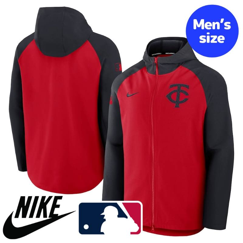 Nike ナイキ MLB公式 メンズ ウィンドブレーカー ジャケット アウター ジャンパー ミネソタ・ツインズ Minnesota Twins Authentic Collection Raglan Performance Full-Zip Jacket 【送料無料】
