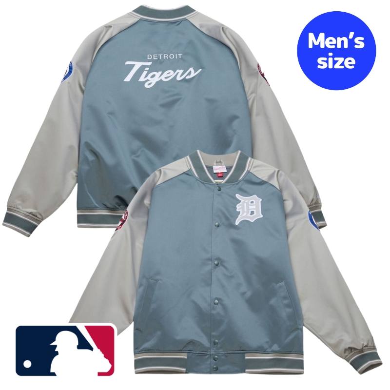 Mitchell & Ness ミッチェルアンドネス MLB公式 メンズ 軽量 ライトウェイト スタジャン バーシティジャケット アウター ジャンパー デトロイト・タイガース Detroit Tigers Thunderstorm Head Coach Lightweight Satin Full-Snap Jacket 【送料無料】
