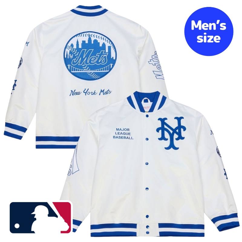 Mitchell & Ness ミッチェルアンドネス MLB公式 メンズ 軽量 ライトウェイト スタジャン バーシティジャケット アウター ジャンパー ニューヨーク・メッツ 千賀滉大 New York Mets Cooperstown Collection Lightweight Satin Full-Snap Jacket 【送料無料】