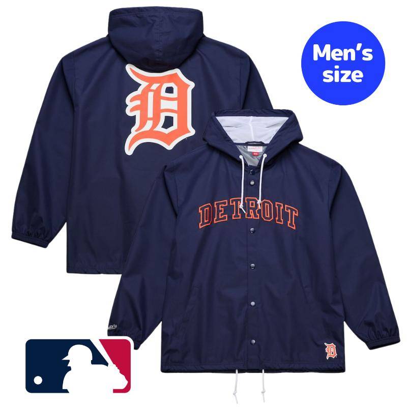 デトロイト・タイガース MLB公式 正規品 メンズ ウィンドブレーカー コーチジャケット アウター Mitchell & Ness ミッチェルアンドネスDetroit Tigers Full-Snap Hooded Coaches Jacket 送料無料