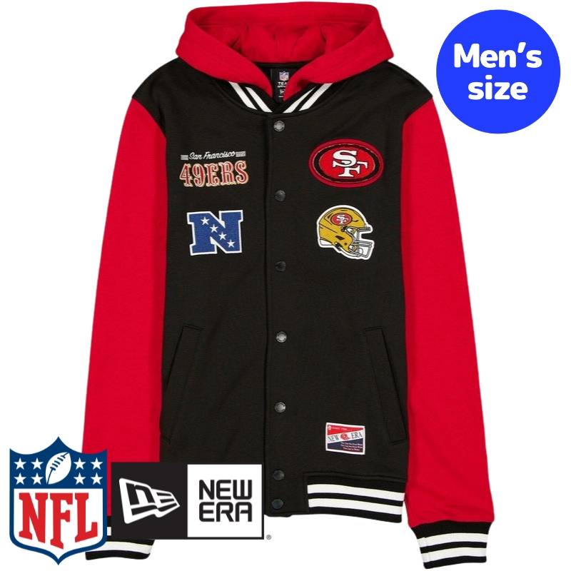 【送料無料】 NFL公式 メンズ アウター ジャケット スタジャン ジャンパー サンフランシスコ・49ers San Francisco 49ers Throwback Black Jacket ニューエラ New Era