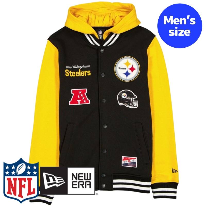 【送料無料】 NFL公式 メンズ アウター ジャケット スタジャン ジャンパー ピッツバーグ・スティーラーズ Pittsburgh Steelers Throwback Black Jacket ニューエラ New Era