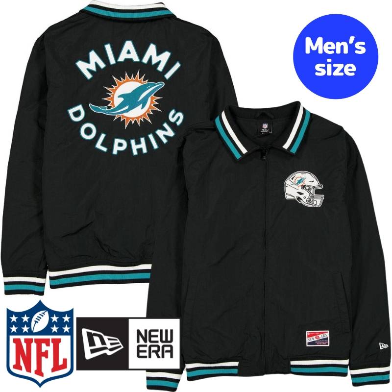 【貨物輸送無料】 NFL堅苦しさ メンズ アウター コーチジャケット ナイロン上衣 ウィンドブレーカー 前掛け マイアミ・ドルフィンズ Miami Dolphins Throwback Nylon Jacket ニュー内鰓 New Era
