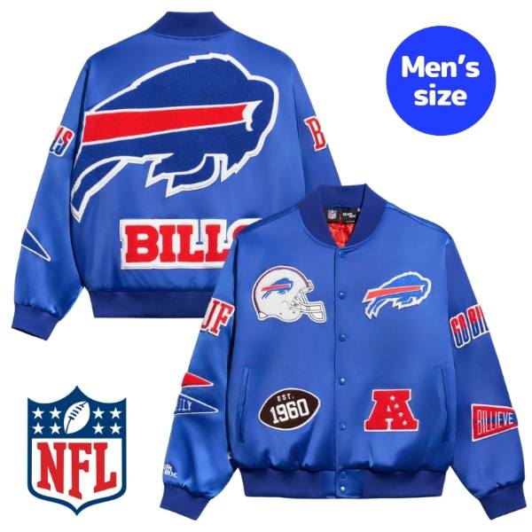 Chalk Line 車輪止め生産ライン NFL堅苦しさ 鎧球 メンズ スタジャン 上衣 アウター 前掛け バッファロー・ビルズ Buffalo Bills Satin Pennant Jacket 【貨物輸送無料】