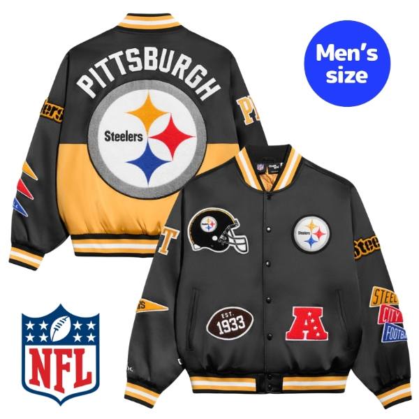 Chalk Line 車輪止め生産ライン NFL堅苦しさ 鎧球 メンズ スタジャン 上衣 アウター 前掛け ピッツバーグ・スティーラーズ Pittsburgh Steelers Satin Pennant Jacket 【貨物輸送無料】