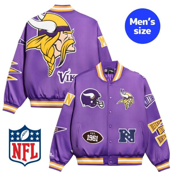 Chalk Line チョークライン NFL公式 アメフト メンズ スタジャン ジャケット アウター ジャンパー ミネソタ・バイキングス Minnesota Vikings Satin Pennant Jacket 【送料無料】