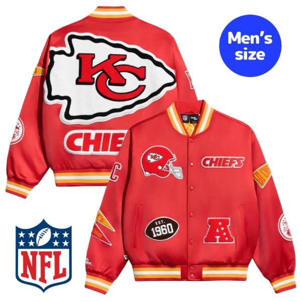 Chalk Line 車輪止め伝達ルート NFL堅苦しさ 鎧球 メンズ スタジャン 上衣 アウター 前掛け カンザスシティ・チーフス Kansas City Chiefs Satin Pennant Jacket 【貨物輸送無料】 コート・ジャケット-メンズファッション