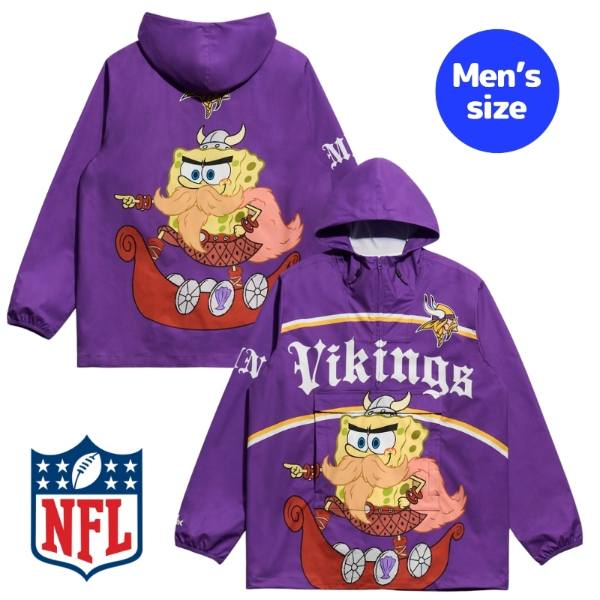 Chalk Line チョークラインx スポンジボブ NFL公式 アメフト メンズ ジャケット ウィンドブレーカー アウター ジャンパー ミネソタ・バイキングス Minnesota Vikings x SpongeBob SquarePants Anorak Jacket 【送料無料】