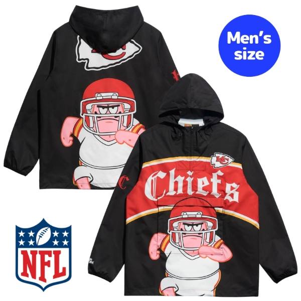 Chalk Line チョークラインx スポンジボブ NFL公式 アメフト メンズ ジャケット ウィンドブレーカー アウター ジャンパー カンザスシティ・チーフス Kansas City Chiefs x SpongeBob SquarePants Anorak Jacket 【送料無料】