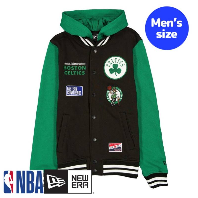 【送料無料】 NBA公式 メンズ アウター ジャケット スタジャン ジャンパー ボストン・セルティックス Boston Celtics Throwback Black Jacket ニューエラ New Era
