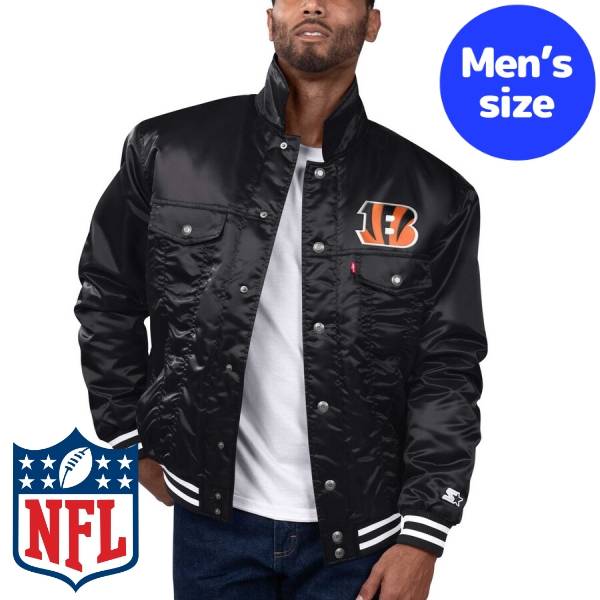 【送料無料】 NFL公式 リーバイス メンズ アウター バーシティジャケット スタジャン アメフト シンシナティ・ベンガルズCincinnati Bengals Levi’s x Starter Silver Tab Trucker Jacket 36,751円