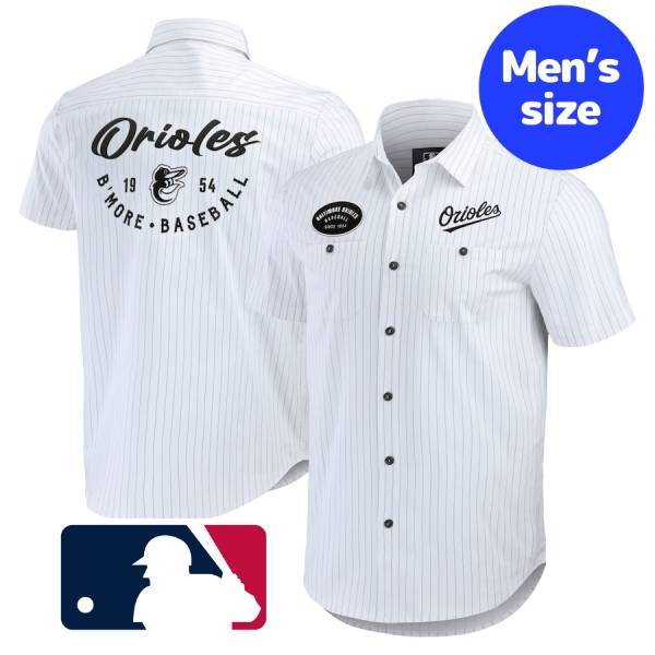 【送料無料】 MLB公式 メジャーリーグオフィシャル メンズ 襟付きシャツ 半袖シャツ トップス ボルティモア・オリオールズ Baltimore Orioles Pin Stripe Button-Up Shirt 18,396円