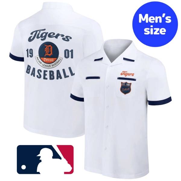 【送料無料】 MLB公式 メジャーリーグオフィシャル メンズ 襟付きシャツ ボーリングシャツ 半袖シャツ トップス デトロイト・タイガース 前田健太 Detroit Tigers Bowling Button-Up Shirt